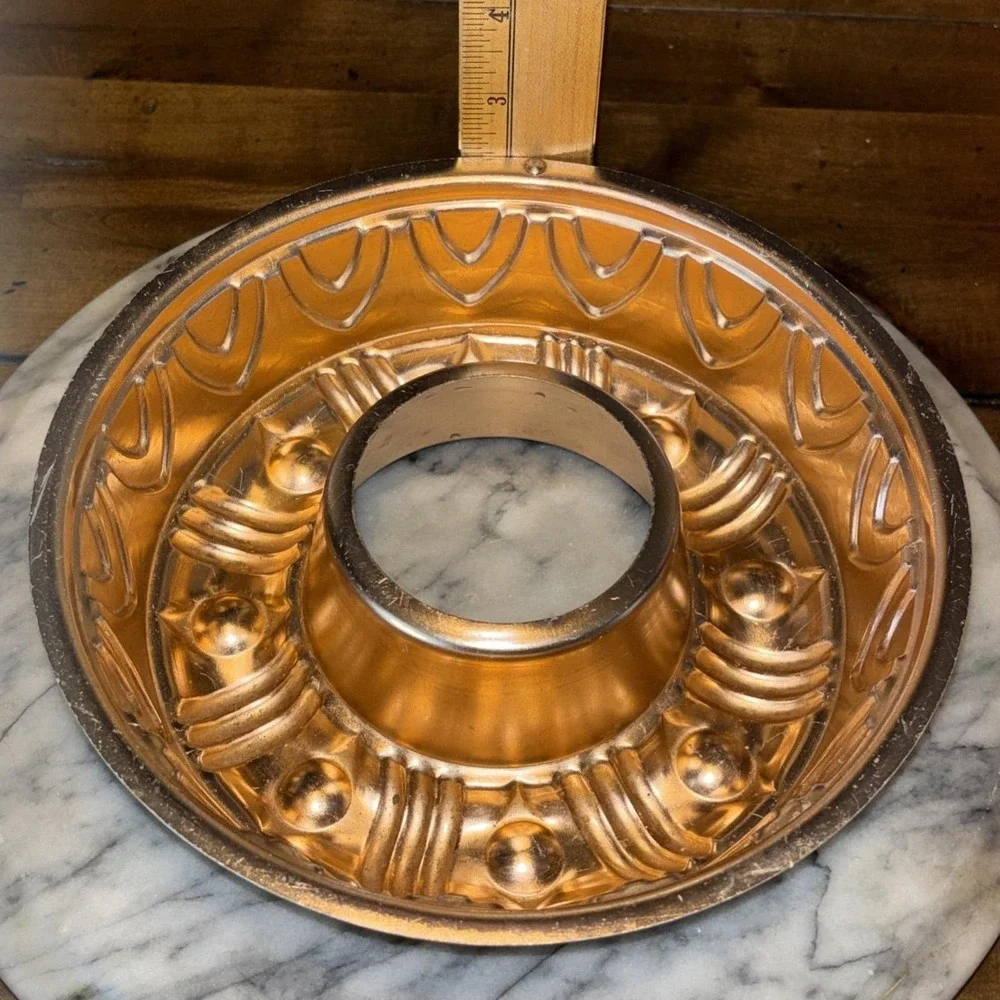 2pc VTG 1980s 80s Copper Jello‎ Mold Bundt Cake Pan Hanging Kitchen Wall Decor
